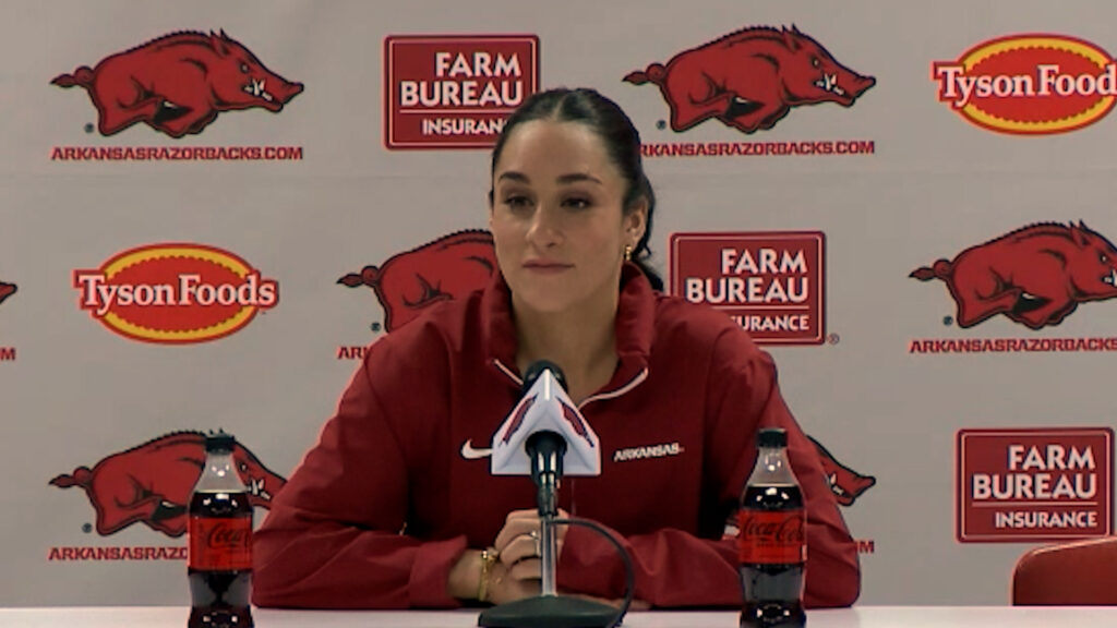 WATCH: Arkansas head coach Jordyn Wieber recaps win over No. 2 LSU