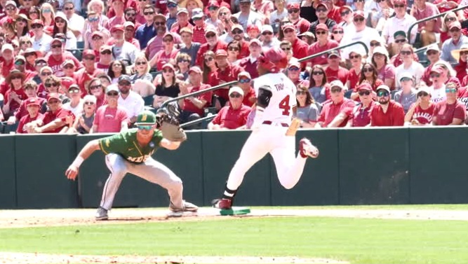 Hogs take care of business, down Bison 6-2 to advance