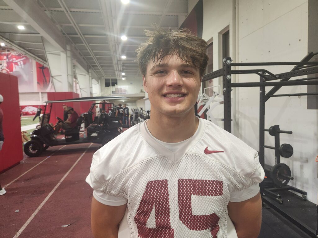 Valley View athlete Carter Wallace camps at Arkansas