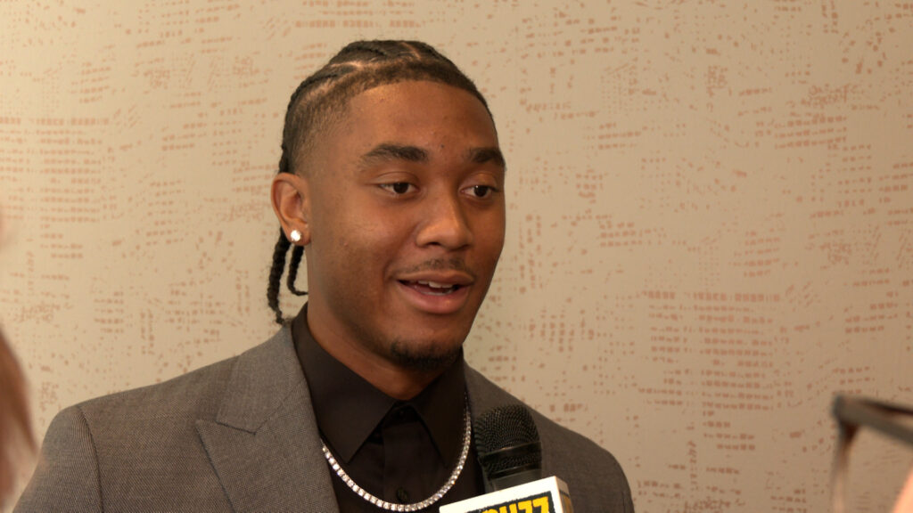 Taylen Green talks to local media at SEC Media Days
